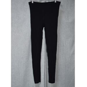 Tory Burch Black Ribbed Knit Leggings L